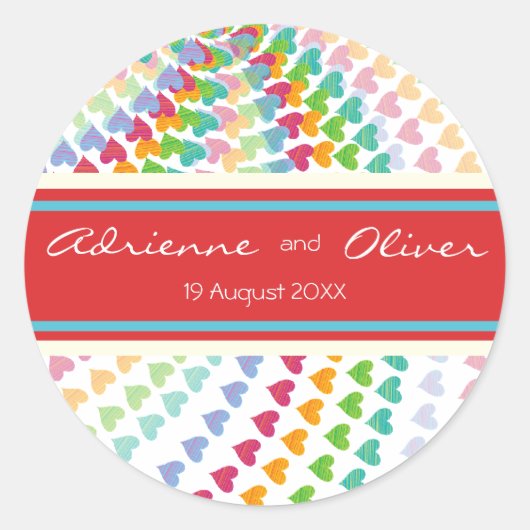 Stickers Whimsical Rainbow Heart Sprinkers Party (Devant)