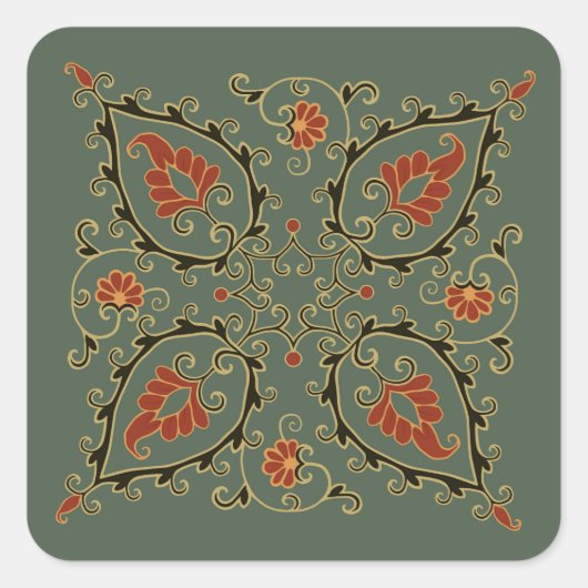Stickers with velvet green Uzbek design (Devant)