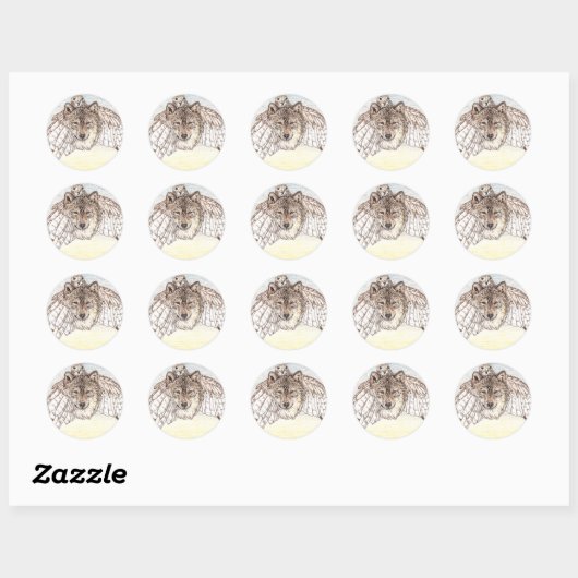 Stickers Wolf ronde (Feuille)