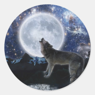 Stickers WOLF, STARS & MOON Wildlife