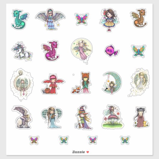 Stickers World Caractères Whimsical Imaginaire Art (Feuille)