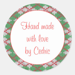 Stickers XMAS JACQUARD KNIT 1.5" ronds "Made Min"