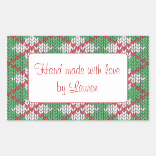 Stickers XMAS JACQUARD KNIT Rectangle "Fabriqué à (Devant)