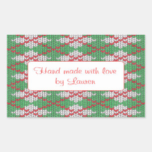 Stickers XMAS JACQUARD KNIT Rectangle "Fabriqué à