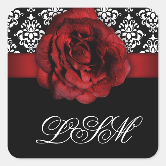 Stickers Xmas Mariage damassé Rouge Rose Noir Blan (Devant)