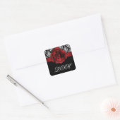 Stickers Xmas Mariage damassé Rouge Rose Noir Blan (Enveloppe)