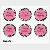 Stickers Zebra à la mode Print Pink Heureux Annive (Feuille)