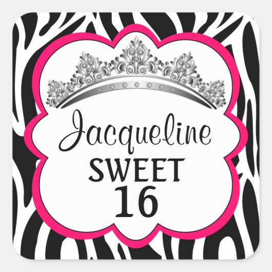 Stickers Zebra Fuchsia Diamond Crown (Devant)