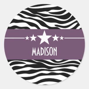 Stickers Zebra Star Purple Sassy