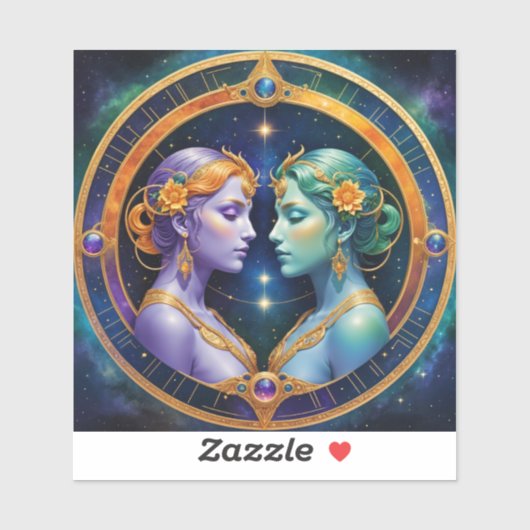 Stickers Zodiac Gémeaux, Zodiaque Céleste (Feuille)