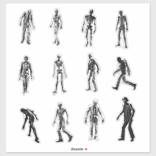Stickers Zombie d'horreur analogique (Feuille)