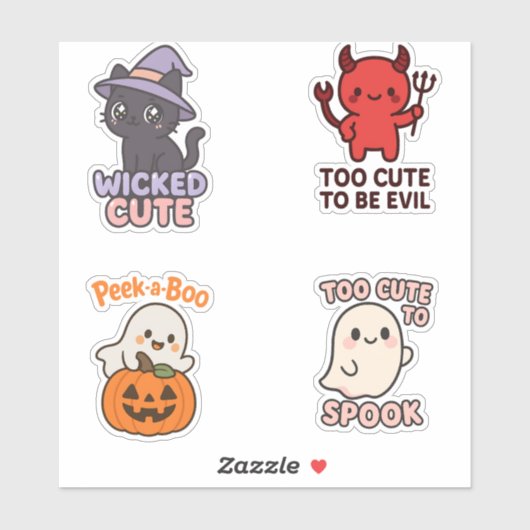Stickersheet met ondeugend cute Halloween-figuren Sticker (Vel)