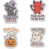 Stickersheet met ondeugend cute Halloween-figuurtj Sticker (Voorkant)