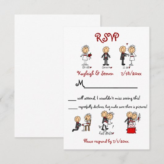 Stickfigure RSVP Kaartje (Voorkant / Achterkant)