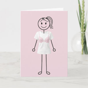 Stickfiguur Meisje Borstkanker Overlevende Kaart