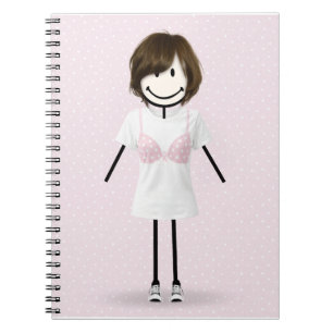 Stickfiguur Meisje Borstkanker Overlevende Notitieboek