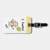 Stickfiguurjongen I zwem Bagagelabel (Voorkant horizontaal)