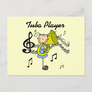 Stickfiguurmeisje Tubaspeler T-shirts en cadeaus Briefkaart