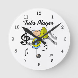 Stickfiguurmeisje Tubaspeler T-shirts en cadeaus Ronde Klok