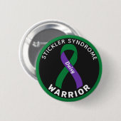 Stickler Syndrome Warrior Ribbon Black Button (Voorkant /achterkant)