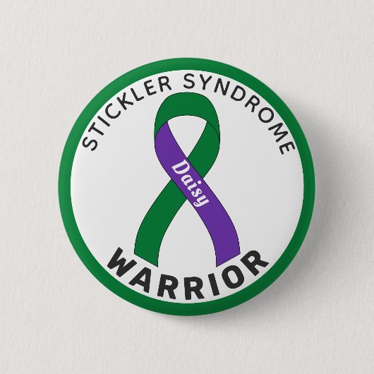 Stickler Syndrome Warrior Ribbon White Button (Voorkant)