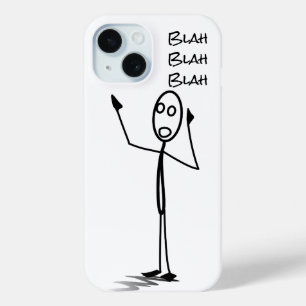 Stickman op telefoon grappig Zwart en wit bla bla