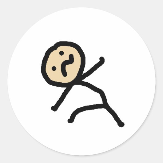 Stickman Ronde Sticker (Voorkant)