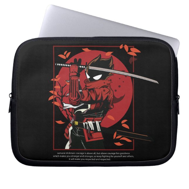 Stickman Samoerai Laptop Sleeve (Voorkant)