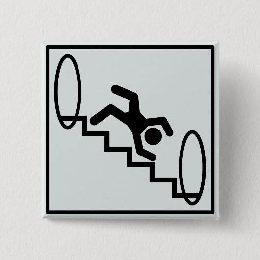 Stickman Stairs - Gevaar Vierkante Button 5,1 Cm (Voorkant)