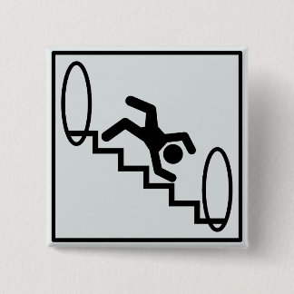 Stickman Stairs - Gevaar Vierkante Button 5,1 Cm