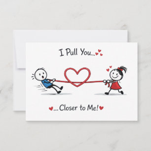 Stickman touwtrekken van liefde kaart