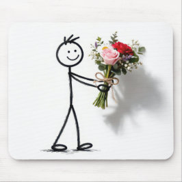 Stickman With Rose Bouquet Muismat