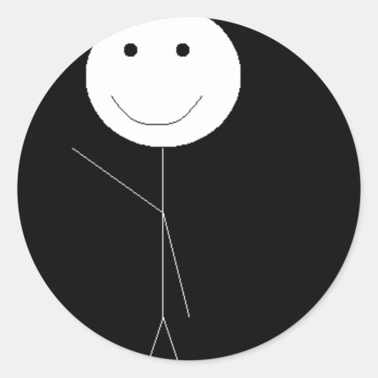 stickman zwaaien ronde sticker (Voorkant)