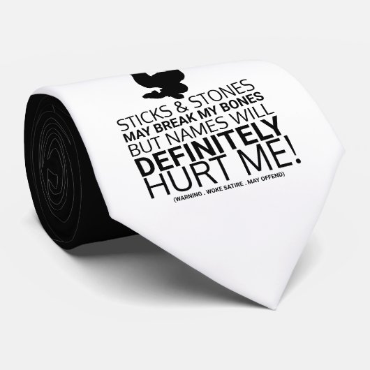 Sticks & Stones, Woke Satire Stropdas (Opgerold)