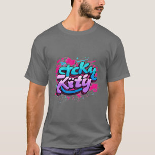 Sticky Kat: Cursief Graffiti Logo T-Shirt Design