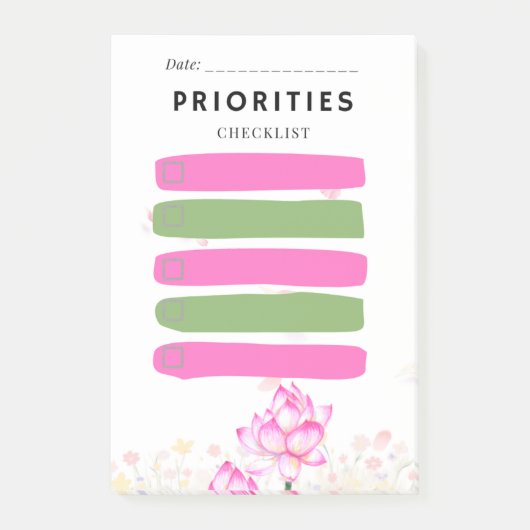 Sticky Note PRIORITY Checkbox Pink Lily (Voorkant)