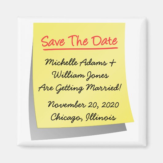 Sticky Note Save the Date Magnet Magneet (Voorkant)