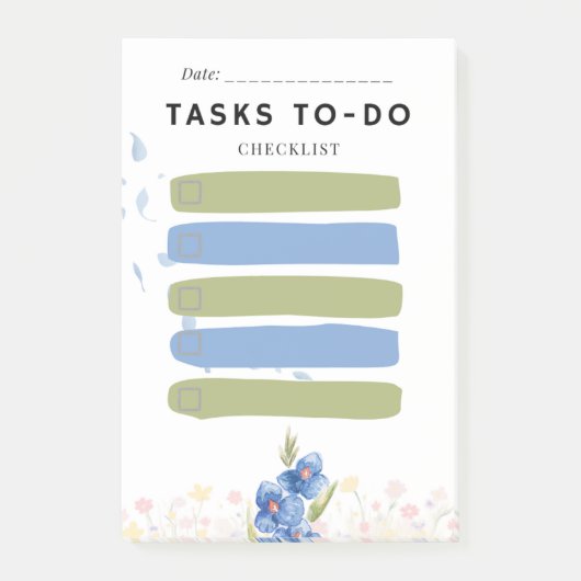 Sticky Note TASKS TO-DO Check Box Blue Orchid (Voorkant)