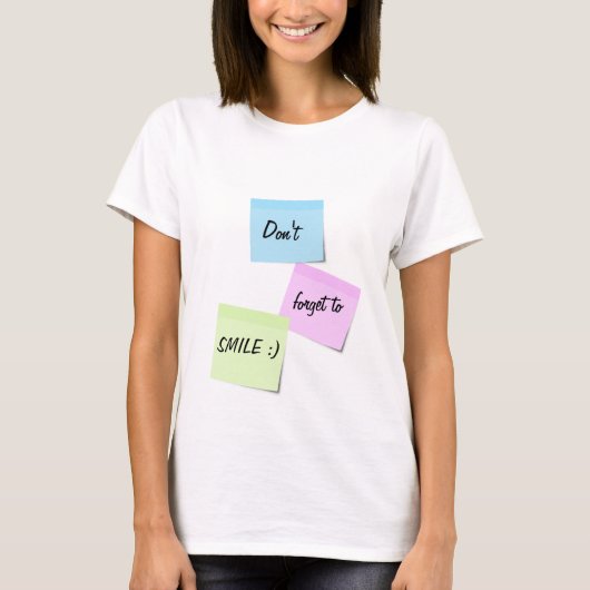 Sticky notes Cute pastel kleuren Smile Aangepaste T-shirt (Voorkant)