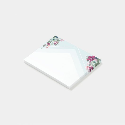 Sticky Notes Tropische bloemen op Blue Ombre (Schuin)