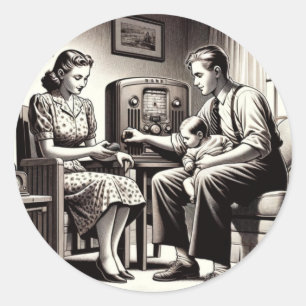 Sticky Sounds: Uitzendingen overal. Ronde Sticker