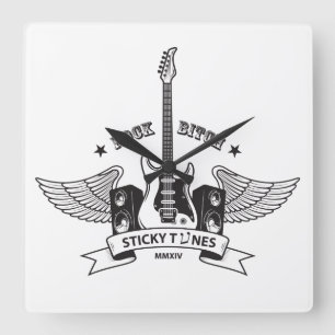 Sticky Tunes Wanduhr Rock Style Edition Vierkante Klok