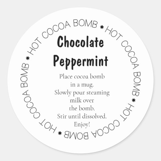 Sticule d'instruction de bombe de cacao, étiquette (Devant)
