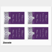 Sticule Étiquette Monogram Purple, Silver Floral (Feuille)