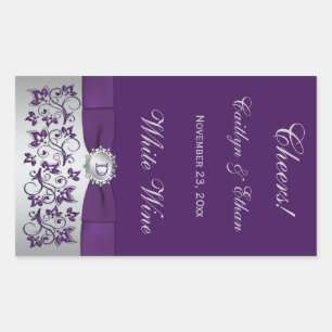 Sticule Étiquette Monogram Purple, Silver Floral