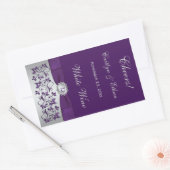 Sticule Étiquette Monogram Purple, Silver Floral (Enveloppe)