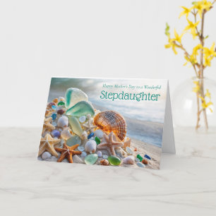 Stiefdochter Gelukkige Moederdag Mooie Strand Kaart