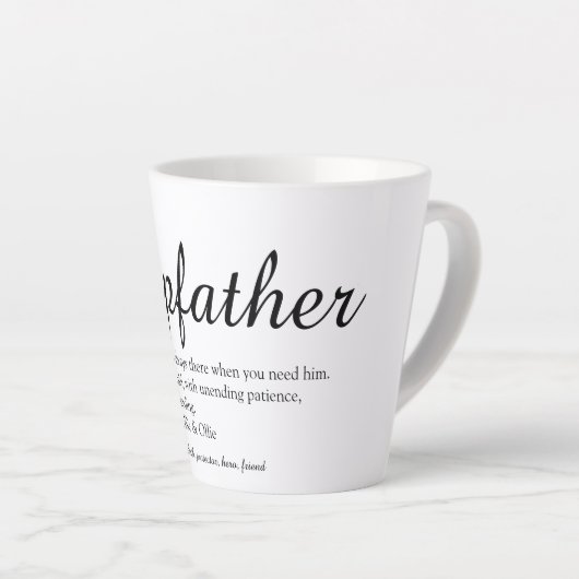 Stiefvader Definitie Chic Script Leuk Latte Mok (Rechterhoek)
