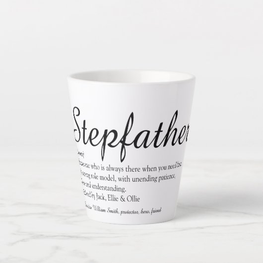 Stiefvader Definitie Chic Script Leuk Latte Mok (Voorkant)