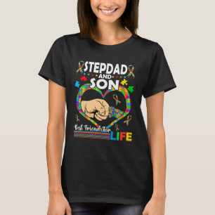 Stiefvader en zoon familie bijpassend autisme bewu t-shirt